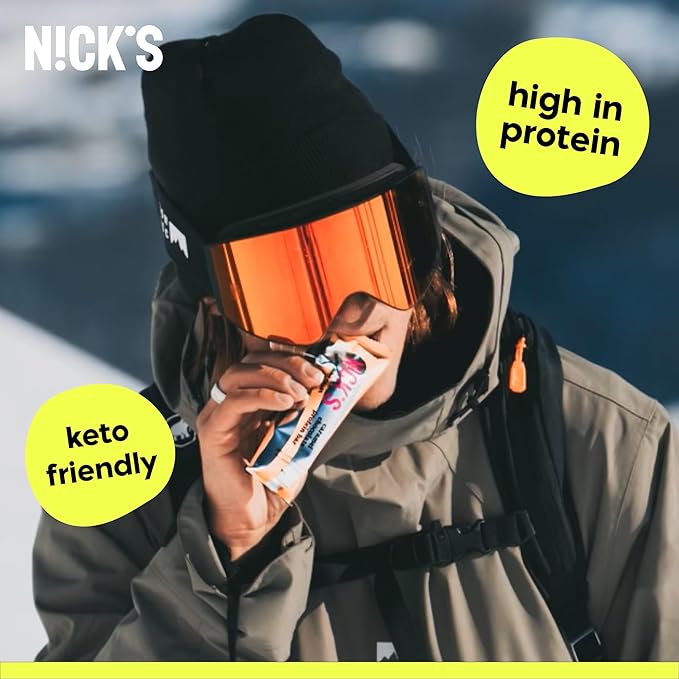 NICKS Protein Bars Variety Pack Protein-Packed Snack Low Calories Low Carb Keto Friendly Snacks No Added Sugar Salty Peanut Chocolate Caramel and Almond Chocolate (12 Pack)