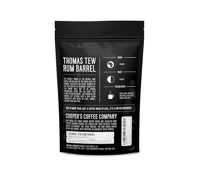 Cooper's Cask Coffee - Single-Malt Whiskey Rum &amp Bourbon Barrel Aged Coffee Whole Bean Dark Roast 12oz (36oz Total 3 Bags)