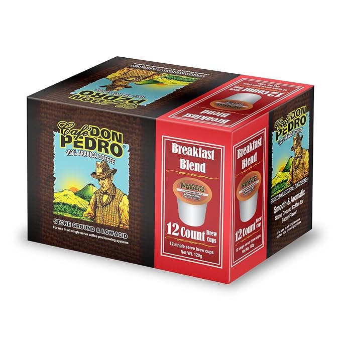 Cafe Don Pedro Variety Pack Arabica Low Acid Coffee Pods - Compatible with Keurig K-cup Coffee Maker 6 different flavors 100% Arabica Battles Heartburn Acidic Reflux 72 Coffee K Cups