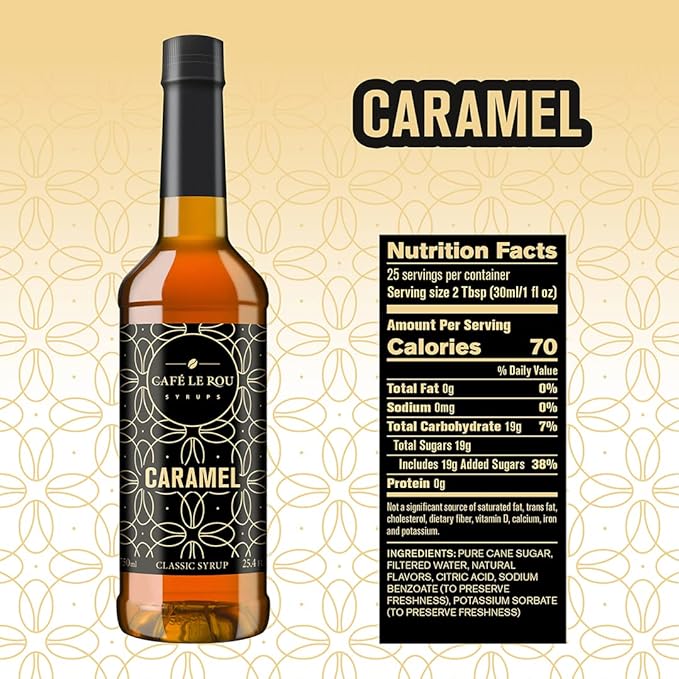Café Le Rou Coffee Syrup Variety 5-Pack- 25.4 oz Vanilla French Vanilla Caramel Salted Caramel Hazelnut *Includes 5 Syrup Pumps* Flavoring Syrup for Coffee Tea and Espresso