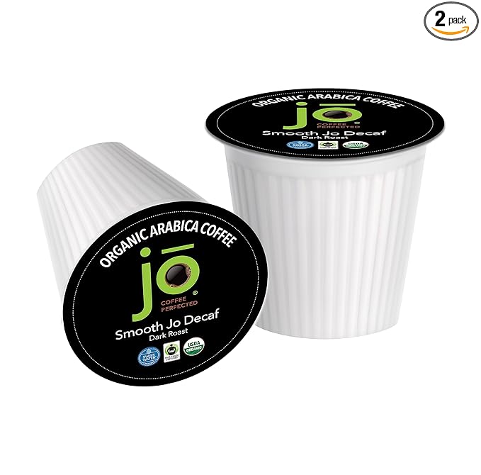 SMOOTH JO DECAF: 48 Cups Organic Dark French Roast Swiss Water Process for Keurig K-Cup Compatible Brewers Fresh Seal Cups Rich Creamy Fair Trade Certified Kosher Non-GMO Gluten Free by Jo Coffee®