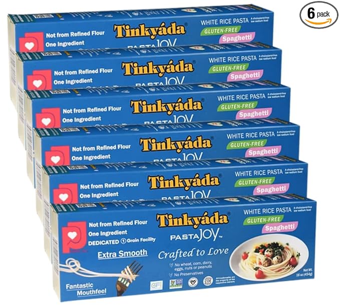Tinkyada White Rice Spaghetti Pasta 16 oz (6 Pack) – Gluten Free Dry Pasta Made from White Rice