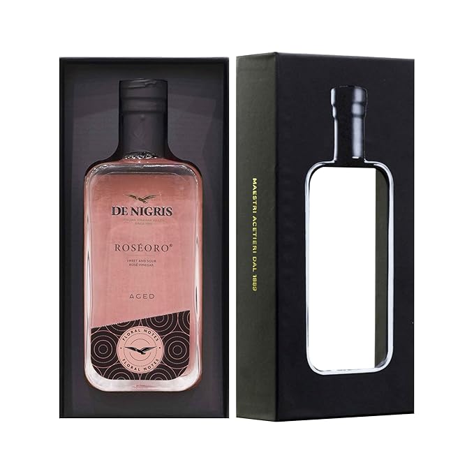 De Nigris Excellence Line - Roseoro Sweet Red Wine Vinegar 85 Oz (250ml) | with Balsamic Vinegar From Modena Italy Sweet And Sour Condiment | Aged (RosèOro)
