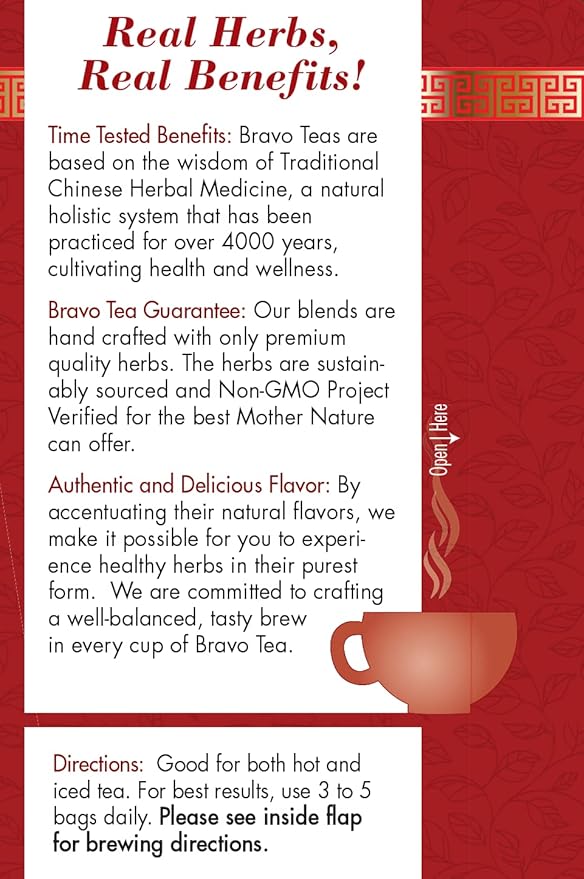 Bravo Tea Blood Pressure Herbal Tea Caffeine Free 20 Tea Bags 6 Count