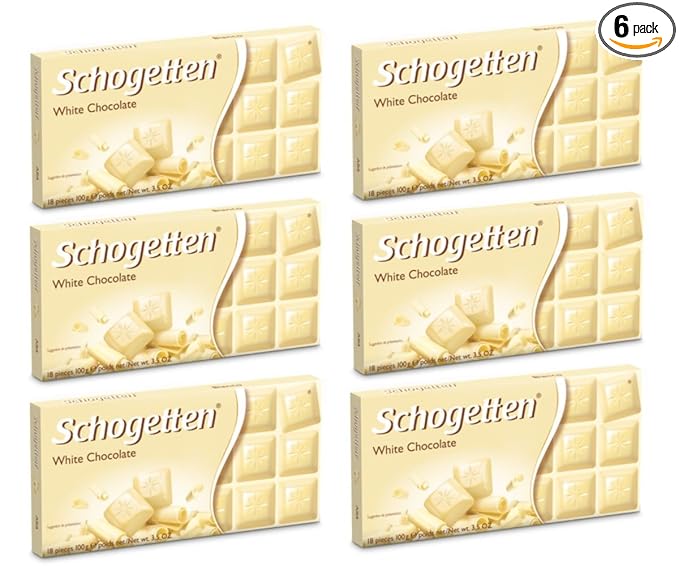 Schogetten German White Chocolate Bars 100g/3.5oz (Pack of 6)
