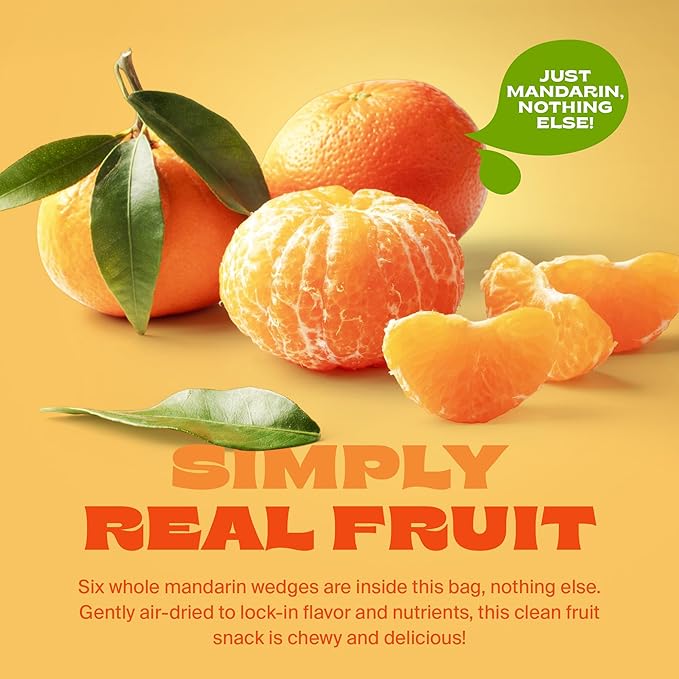 Whitney Jordan Naturals Air-Dried Mandarin Wedges 2 Oz Pack of 10 - Dried Fruit Snack - Contains 6 Mandarins - No Sugar Added Gluten-Free Vegan Chewy Real Fruit for Healthy Snacking On-the-Go