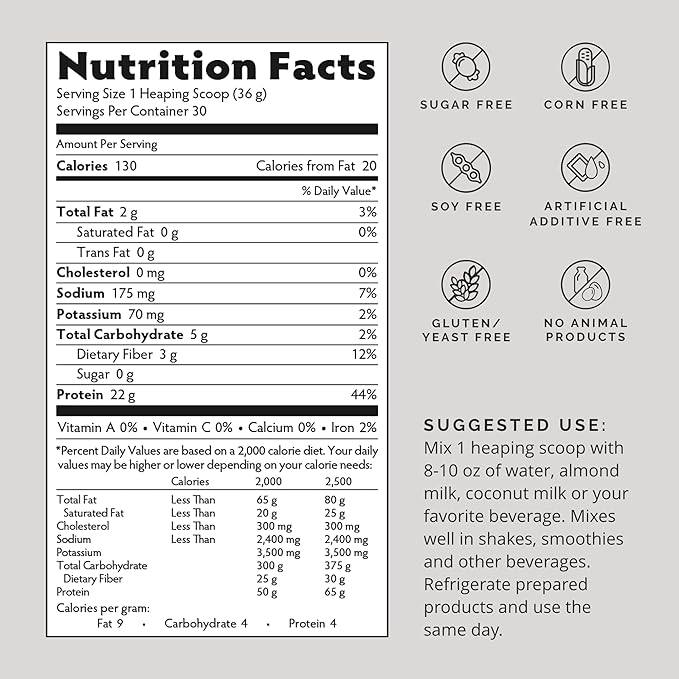 BRAINMD Dr Amen Omni Protein Chocolate - 2.38 lbs - Plant-Based Protein Powder - Promotes Energy &amp Exercise Recovery - Vegan Vegetarian Sugar Free Gluten Free - 30 Servings