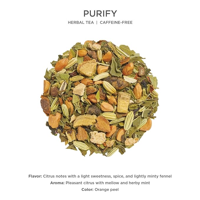 Tea Forte Purify Premium Loose Leaf Caffeinated Herbal Tea Blend Canister Makes 35-50 Cups