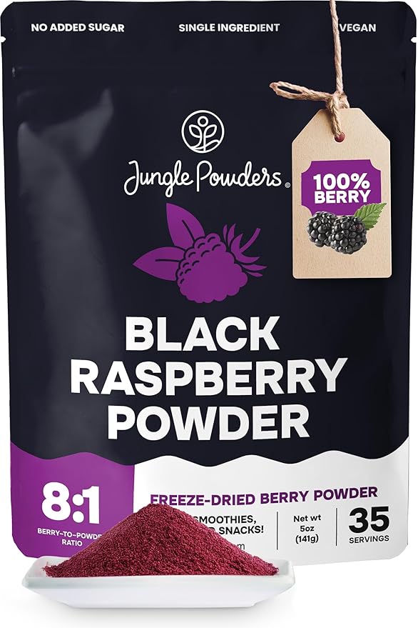 Black Raspberry Powder 5 Ounce Bag - 3rd Party Lab Tested Freeze Dried Raspberries Fruit Whole Berry for Baking Unsweetened Additive Filler Free Superfood Extract Rasberries Smoothies Dehydrated