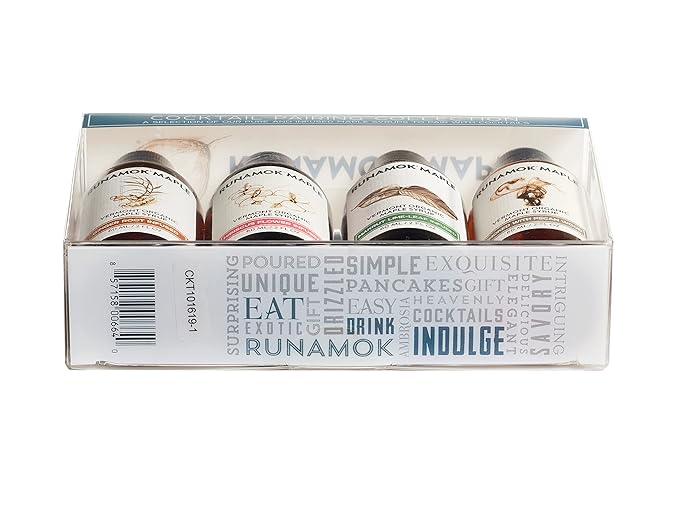 Runamok Organic Vermont Maple Syrup Sampler | Cocktail Pairing Collection | 2 oz (4 count) | 60mL | Infused and Smoked Organic Maple Syrup Varieties