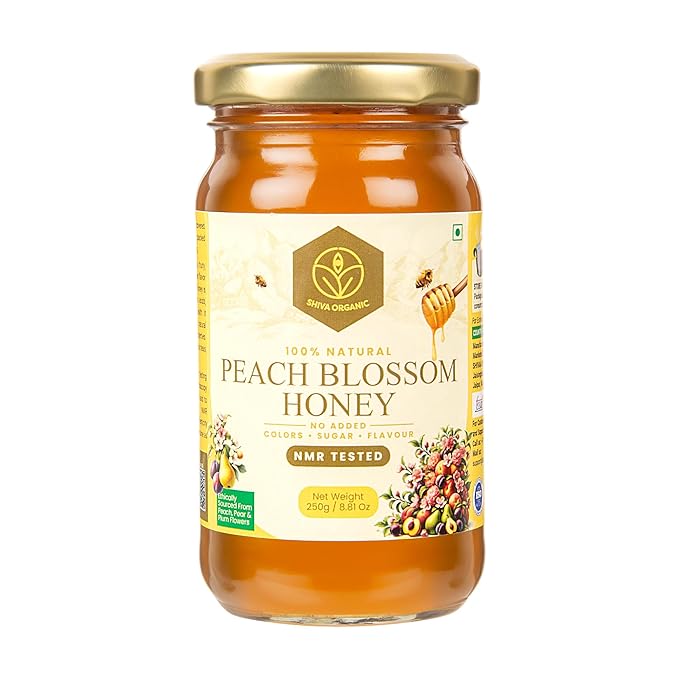 Shiva Organic's Peach Blossom Honey - Pure Raw Unfiltered (8.81 Ounces (250g) Peach Blossom Honey)