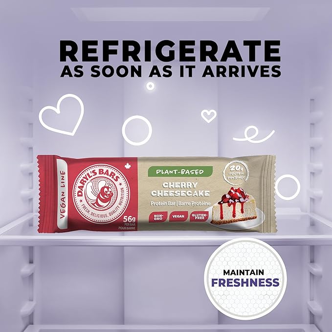 Daryl's Bars Vegan Line Cherry Cheescake On the Go Protein Bars Gluten Free Vegan Protein Snack Meal Replacement Pack of 2