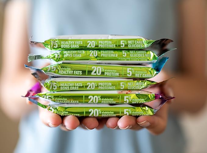 No Sugar Keto Bar Snack - Low Carb No Sugar Keto Snack Food with Keto Friendly Macros (12 x 1.41oz Bars Birthday Cake)
