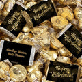 372ct Happy Retirement Black &amp Gold Candy Mix - Wrapped Chocolate Miniatures &amp Gold Foiled Almond Milk Chocolate Kisses for Celebratory Party Favors &amp Gifts