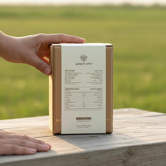 Aurum Apis Raw Yemeni Sidr Honey 100% Raw Unfiltered Pure Honey Hand Harvested Organic Honey Non-GMO Unprocessed Certified Organic Honey from Sidr Tree Blossoms Rich Flavor &amp Aroma Honey Jar