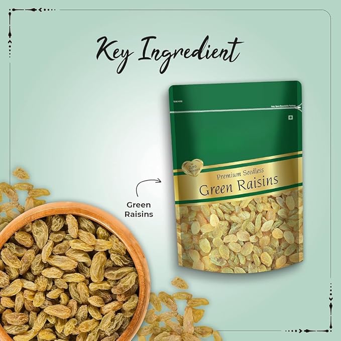 Premium Indian Raisin kishmish 100% Pure Raisins/kishmish/Organics Dry Fruits Seedless Kismis Green Raisins Dry Grapes Kishmish Delicious &amp Healthy -250gm