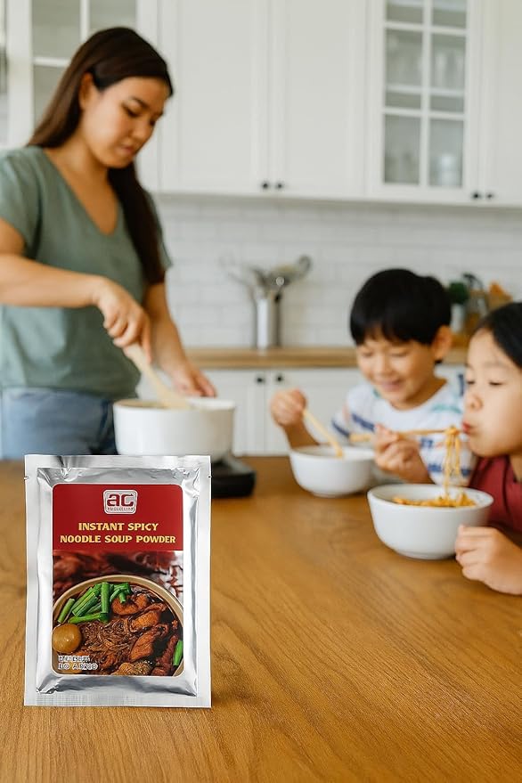 A.C. Products Instant Spicy Noodle Soup Powder [ผงปรุงก๋วยเตี๋ยวเรือสำเร็จรูป] 8oz (230g) – Authentic Thai Boat Noodle Seasoning – Quick &amp Easy Preparation – Bold Flavor – Imported from Thailand (
