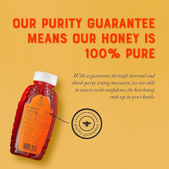 Nate's Texas 100% Pure Raw &amp Unfiltered Honey - 32 oz. Squeeze Bottle - All-natural Sweetener (Pack of 2)