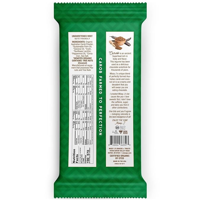 Missy J's Organic Carob Bliss Sampler Pack of 10 Vegan Glutern Free Substitute for Chocolate Perfect for Snacks and Treats
