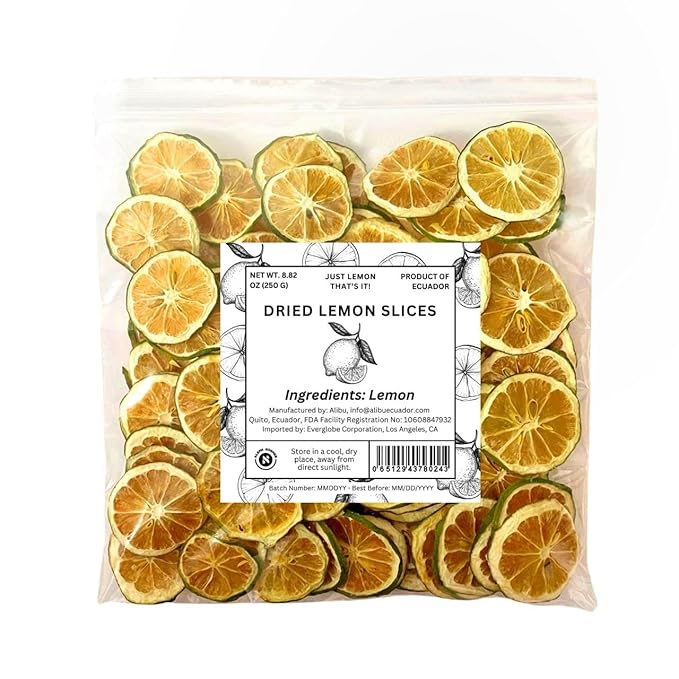Alibu - Dried Meyer Lemon Slices 8.81 oz (250g) approx. 4 cm Diameter &amp 120 slices – 100% Natural Healthy Snack No Added Sugar Rich in Vitamin C for Cocktails Crafts Candles