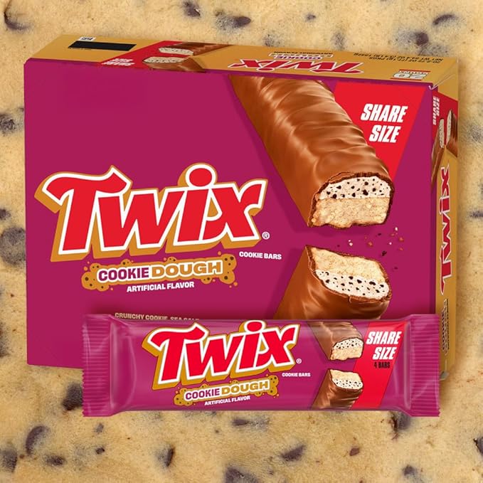 TWIX Cookie Dough Candy Bars Bulk Chocolate Candy Share Size 20 Individually Wrapped Bars Crunchy Cookie Dough with Caramel in Milk Chocolate Perfect for Bulk Snacks Parties Gifts and Movies