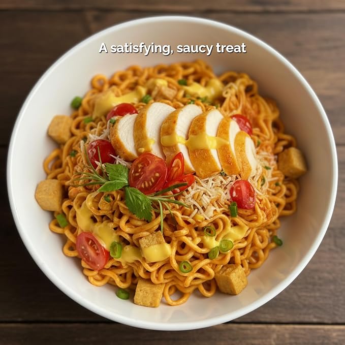 VIFON Nhat Vi Hot Chicken Cheese Flavor Instant Noodle 80 g (2.82 oz) | 30-Pack | Spicy Korean-Inspired Stir Noodles | Ready in 3 Minutes | Creamy Cheesy &amp Bold