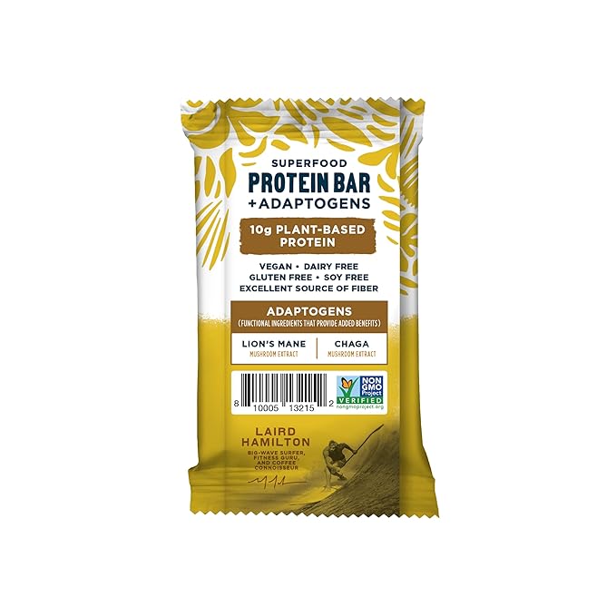 Laird Superfood Functional Protein Bars – Protein Bar but Better with Real Ingredients Functional Mushrooms 10g Plant-Based Protein 6g Fiber - Non-GMO - Lemon Almond 10 Count (Pack of 1)