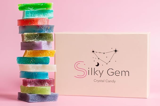 Silky Gem® The Gemmies Crystal Candy Sample Box: 10-Piece Mixed Flavor Assortment – Handcrafted Edible Jewelry &amp ASMR Sweets – Vegan Gluten-Free