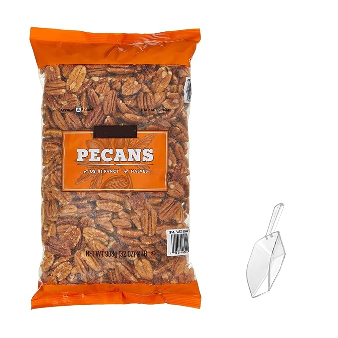 Premium Pecans Halves and Pieces – Fresh Pecan Halves Pecan Pieces &amp Chopped Pecans for Baking Cooking &amp Snacking 2 Lbs. With Mini Scooply Scoop