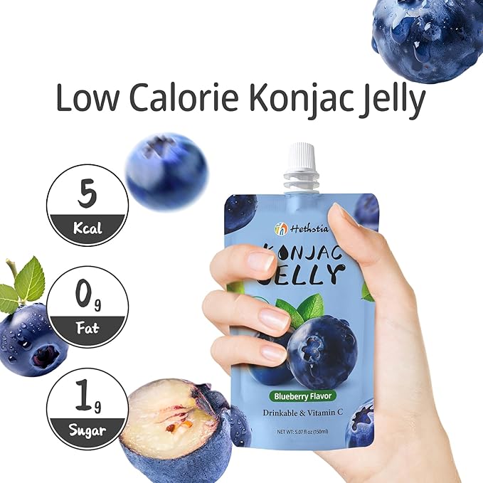 Hethstia High Protein Ramen Soup Chicken Flavor 6-Pack and Konjac Jelly Blueberry Flavor 10 Pouches Drinkable Jelly – Low Calorie Vegan Keto
