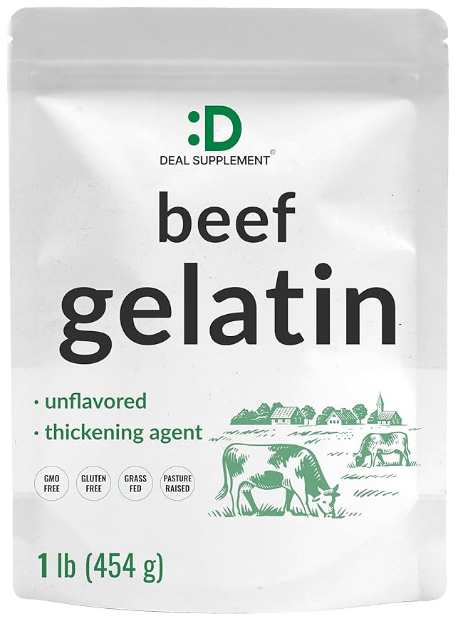 Unflavored Beef Gelatin Powder 1lb – Grass Fed &amp Pasture Raised Bovine – Natural Thickener &amp Stabilizer for Cooking &amp Baking – High Collagen Protein Source – Non-GMO Keto Friendly