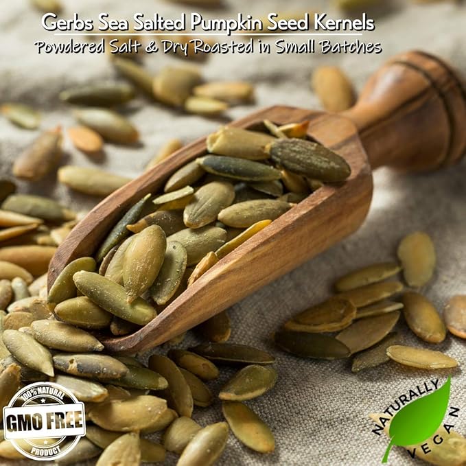 GERBS Sea Salted Pumpkin Seed Kernels 2 LBS|Top 14 Allergy Free Food |Use in salads yogurt baking oatmeal trail mix|Grown in Canada packed in US
