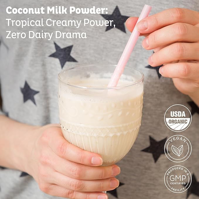KOS Organic Coconut Milk Powder USDA Certified Organic - 0g Sugar MCT Plant Based Creamer for Coffee Smoothies Vegan Keto Paleo Friendly Non-GMO Gluten or Dairy- 12.6oz 179 Servings