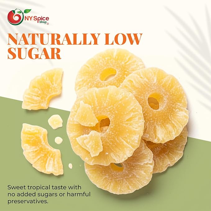 NY Spice Shop All Natural Pineapple Rings - 3 Pound Tropical Pineapples Dried Fruit Snacking - Dried Fruit Pineapple Slice for Baking Topping &amp Smoothies - Pineapples Tidbit for Dessert Party Sna