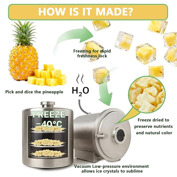 QZLGD Freeze Dried Pineapple Freeze Dried Fruit frozen Pineapple Pieces 9.52oz/270g No Added Sugar for Baking or Adding to Breakfast Cereal Milkshakes
