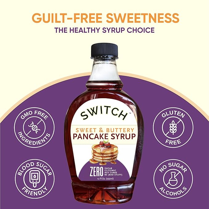 Scrummy Pancake Syrup Sweet &amp Buttery Sugar Free Syrup for Pancakes Waffles &amp More Zero Sugar Zero Net Carbs Diabetic Friendly Keto Vegan Kosher Gluten Free Non-GMO Allulose &amp Or