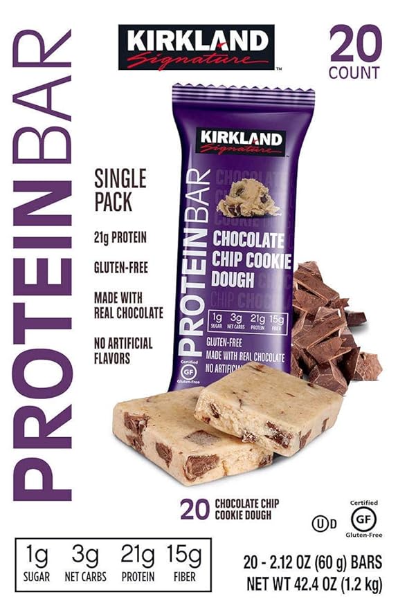 Bulk Pack Protein Bars (Kirkland Signature Chocolate Chip Cookie Dough 20-Pack)