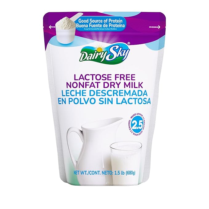 DairySky Lactose Free Milk Powder 24 Oz - Non GMO Fat Free Powdered Milk for Baking &amp Coffee Kosher with Protein &amp Calcium Great Substitute for Liquid Milk RBST Hormone Free (Pack-1)