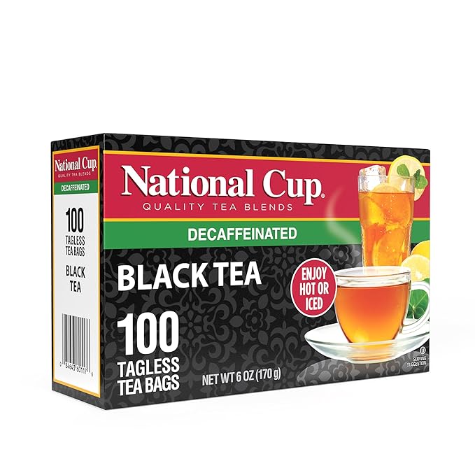 National Cup Decaf Tea Tagless Black Tea Blend Tea Bags 100 Ct Pack of 4