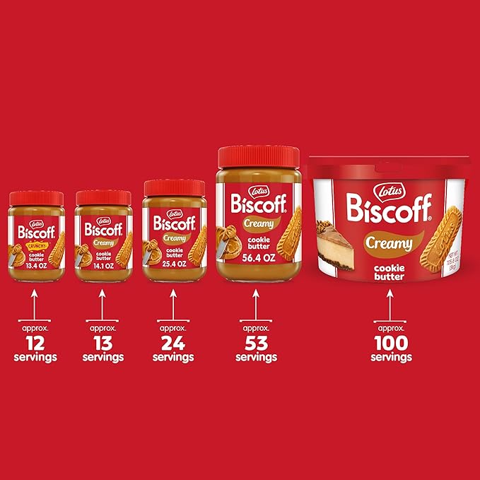 Lotus Biscoff CRUNCHY Cookie Butter Spread non GMO + Vegan 13.4 Oz Jar (Pack of 8)