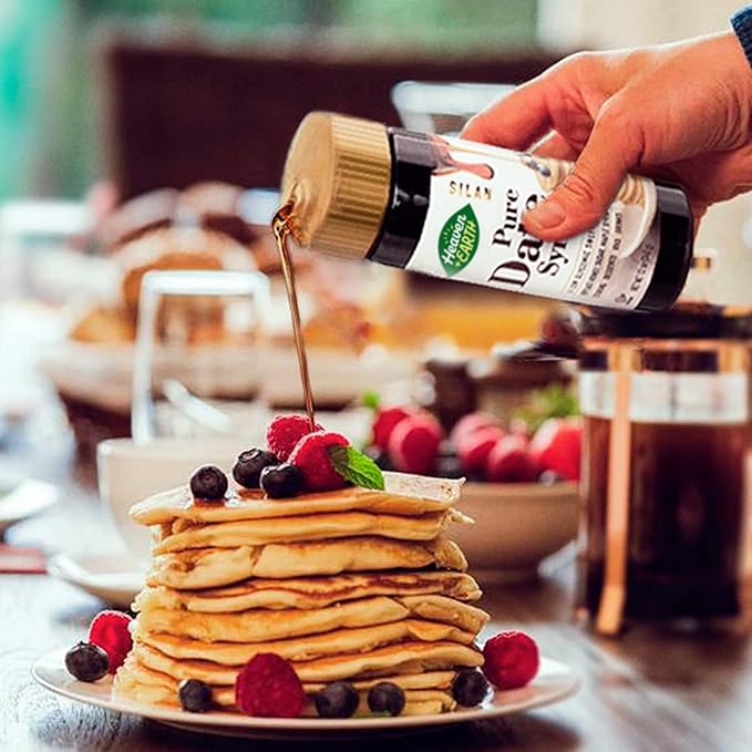 Heaven &amp Earth 100% Organic Date Syrup Silan (12oz bottle + 3.3 lb 52.8oz Refill) | 1 Ingredient | All Natural Honey Alternative | Low Glycemic Index | Great Sugar Replacement | Organic Date Hon