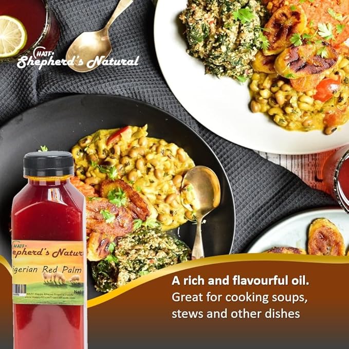 HATF's Shepherd's Natural Red Palm Oil 2 Liters / 67.628 fl. oz (4 bottles x 500 ml) - All natural (nothing added) Virgin and Nutrient-Dense for Healthy Cooking Skincare &amp Hair Care Routines.