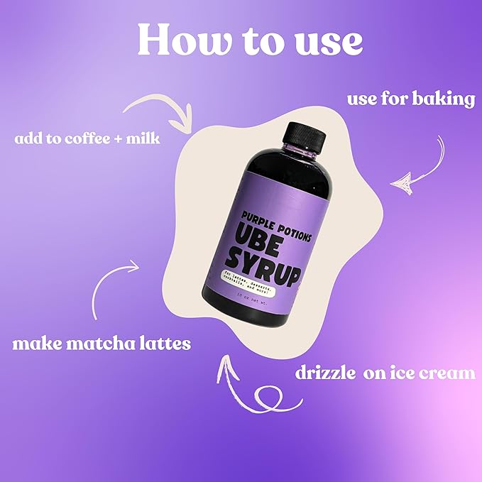 Purple Potions Ube Coffee Flavoring Syrup 10oz Bottle For Making Ube Lattes Cocktails and Desserts Authentic Filipino Flavor