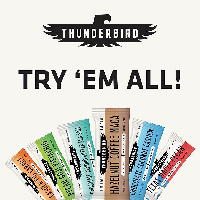 Thunderbird Bars Energy Snack Gluten-Free with Protein Healthy Real Food Vegan Paleo Non-GMO No Added Sugar Pecan Goji Pistachio Flavor (12 Count 1.7 oz. Bars)
