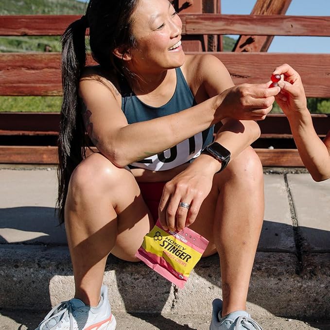 Honey Stinger Organic Pink Lemonade Energy Chew Gluten Free &amp Caffeine Free for Exercise Running and Performance Sports Nutrition for Home &amp Gym Pre and Mid Workout 21.6 Ounces (Pack of
