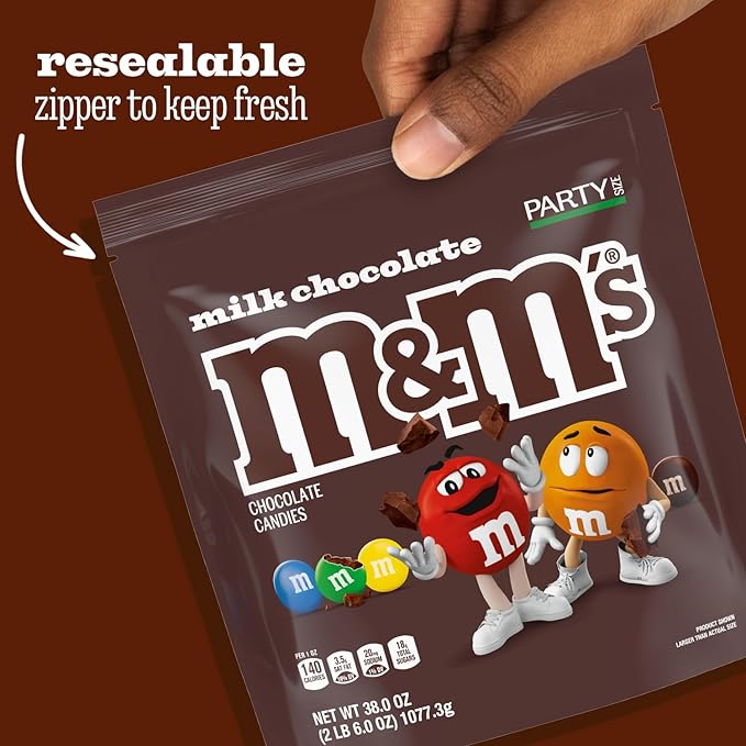 M&ampM'S Milk Chocolate Candy Party Size 38 oz Bag (Pack of 2)