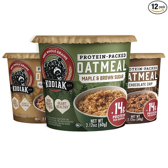 Kodiak Cakes Instant Oatmeal Cup Variety Pack: Peanut Butter Chocolate Chip Maple &amp Brown Sugar &amp Chocolate Chip