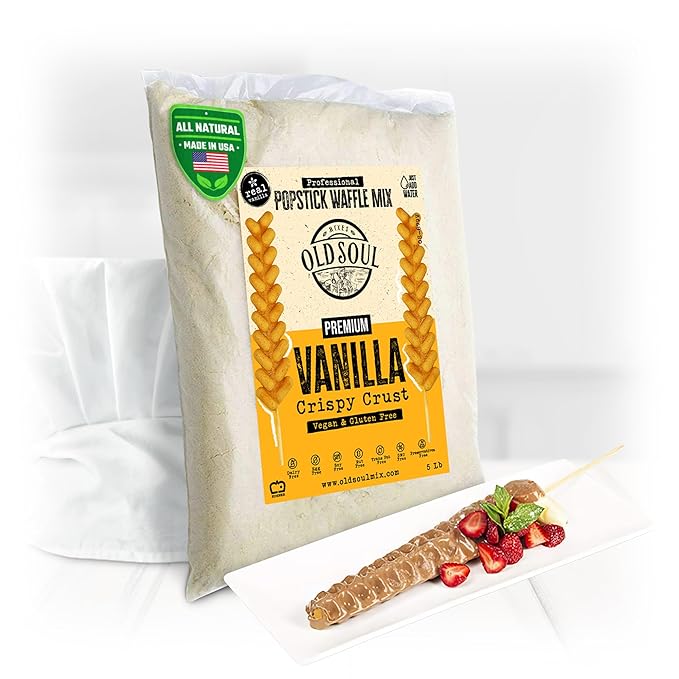 OldSoul Professional Popstick Waffle Mix | Stick Waffles Dough Mix | Vanilla Flavor | 112 Waffles | 5 Lbs (5 Lbs Gluten Free &amp Vegan)
