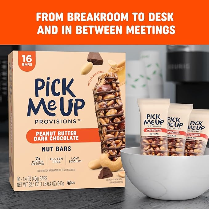 Pick Me Up Provisions™ Gluten Free Peanut Butter Dark Chocolate Nut Bar 1.4 oz. 16 Bars/Box