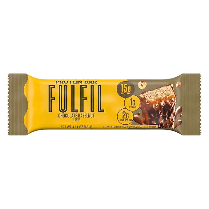 FULFIL Protein Snack Bars Chocolate Hazelnut Flavored Gluten Free with 15g Protein Pantry Staples 12 Count